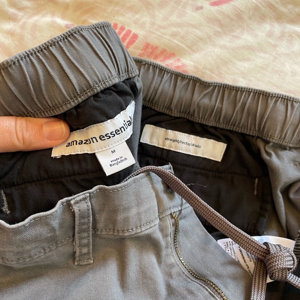 Euc Gray Amazon Basic Chino Elastic Waist Joggers… - image 7